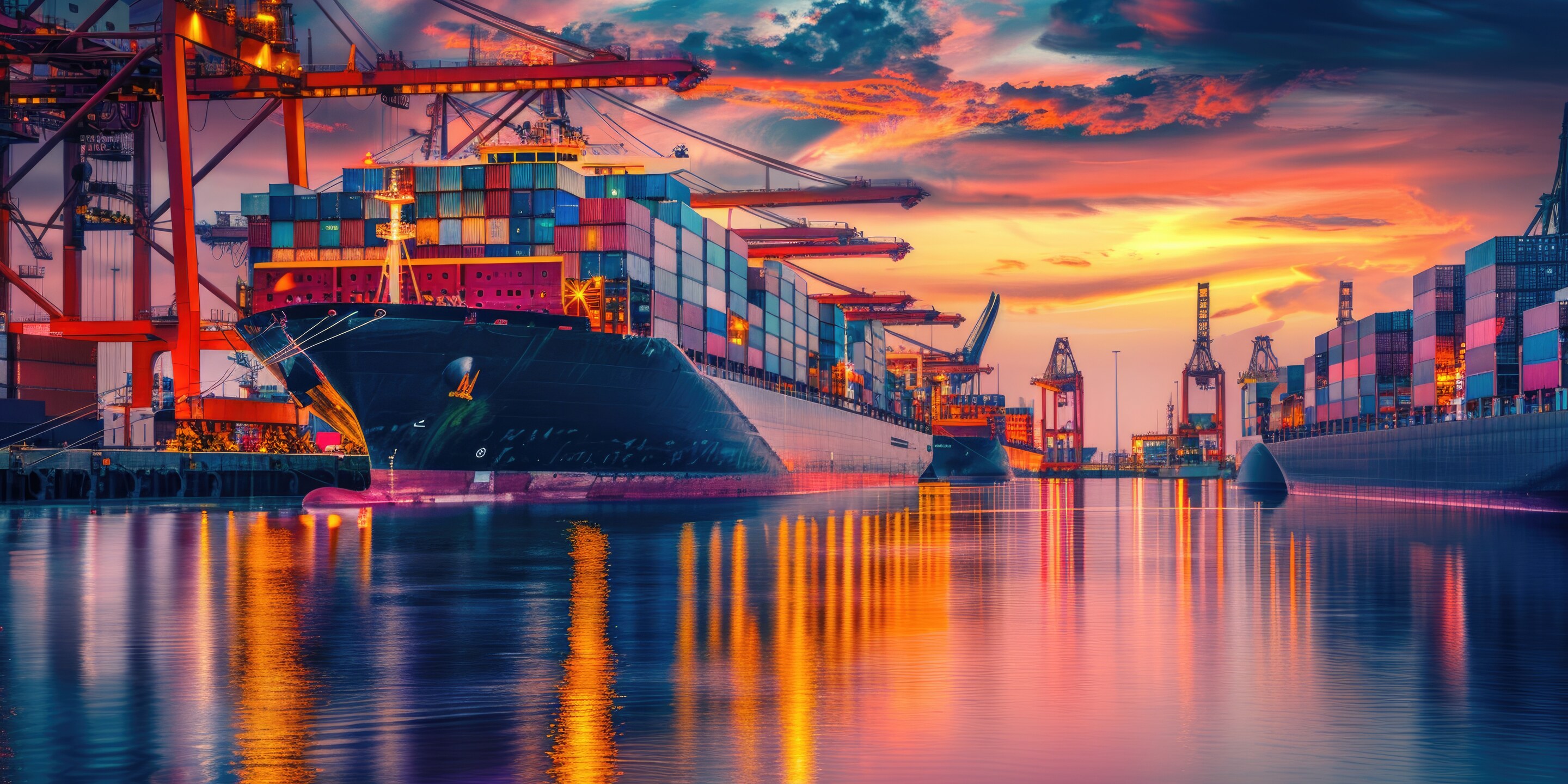Operação logística internacional com referência a comércio exterior, portos e transporte global